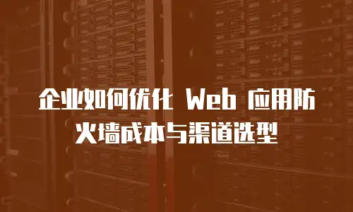 企业如何优化 Web 应用防火墙成本与渠道选型