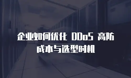 企业如何优化 DDoS 高防成本与选型时机
