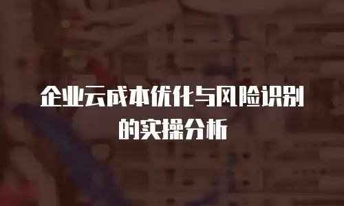 企业云成本优化与风险识别的实操分析