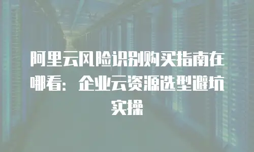 阿里云风险识别购买指南在哪看：企业云资源选型避坑实操