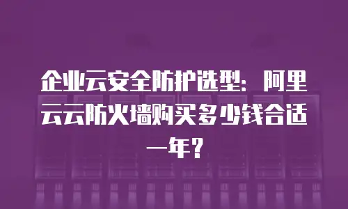 企业云安全防护选型：阿里云云防火墙购买多少钱合适一年？