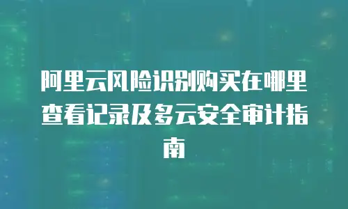 阿里云风险识别购买在哪里查看记录及多云安全审计指南