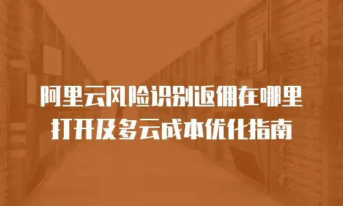阿里云风险识别返佣在哪里打开及多云成本优化指南