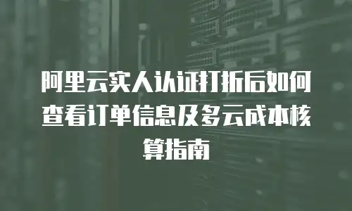 阿里云实人认证打折后如何查看订单信息及多云成本核算指南