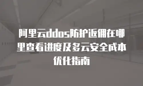 阿里云ddos防护返佣在哪里查看进度及多云安全成本优化指南