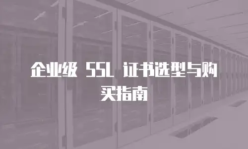 企业级 SSL 证书选型与购买指南