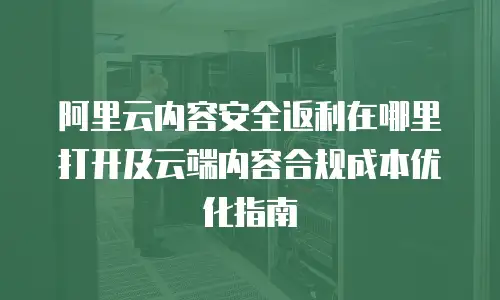 阿里云内容安全返利在哪里打开及云端内容合规成本优化指南