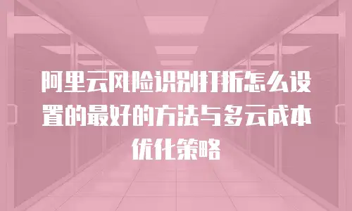 阿里云风险识别打折怎么设置的最好的方法与多云成本优化策略