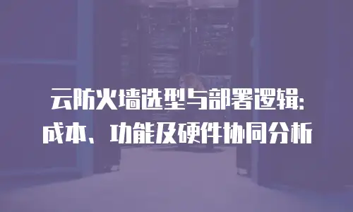 云防火墙选型与部署逻辑：成本、功能及硬件协同分析