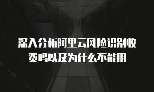 深入分析阿里云风险识别收费吗以及为什么不能用