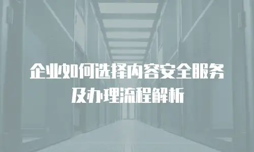 企业如何选择内容安全服务及办理流程解析