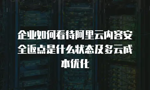 企业如何看待阿里云内容安全返点是什么状态及多云成本优化
