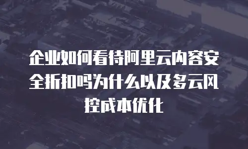 企业如何看待阿里云内容安全折扣吗为什么以及多云风控成本优化