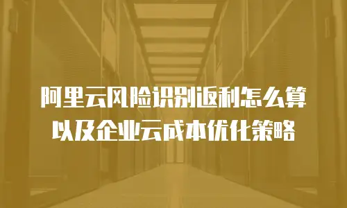 阿里云风险识别返利怎么算以及企业云成本优化策略