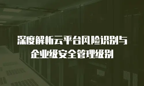 深度解析云平台风险识别与企业级安全管理级别