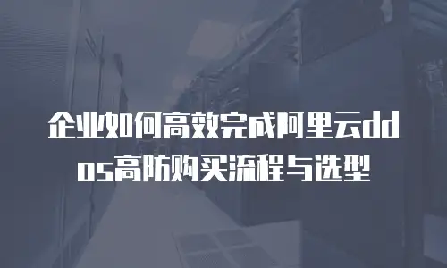 企业如何高效完成阿里云ddos高防购买流程与选型