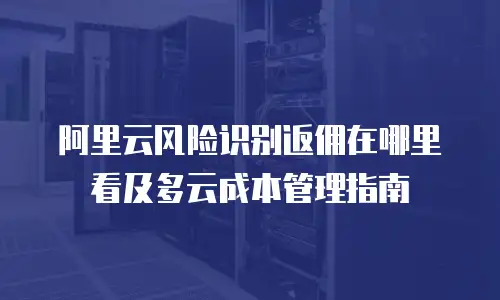 阿里云风险识别返佣在哪里看及多云成本管理指南