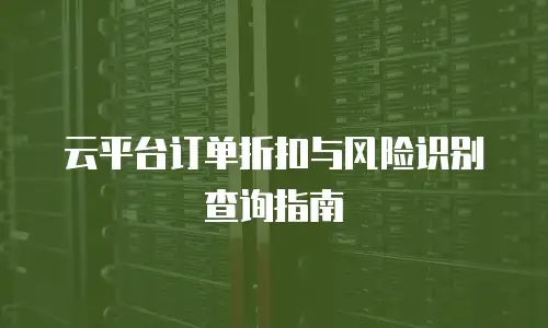 云平台订单折扣与风险识别查询指南