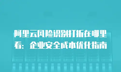 阿里云风险识别打折在哪里看：企业安全成本优化指南