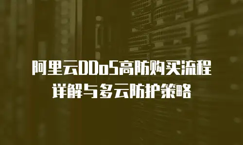 阿里云DDoS高防购买流程详解与多云防护策略