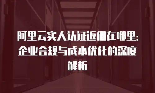 阿里云实人认证返佣在哪里：企业合规与成本优化的深度解析