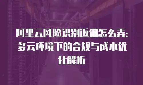 阿里云风险识别返佣怎么弄：多云环境下的合规与成本优化解析