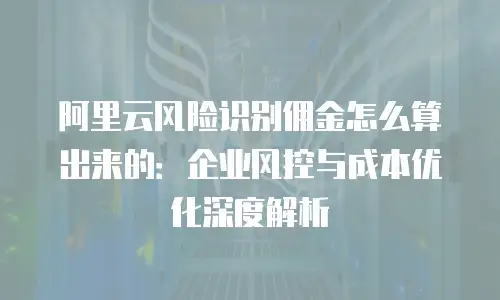 阿里云风险识别佣金怎么算出来的：企业风控与成本优化深度解析