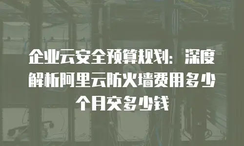 企业云安全预算规划：深度解析阿里云防火墙费用多少个月交多少钱