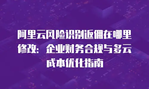 阿里云风险识别返佣在哪里修改：企业财务合规与多云成本优化指南