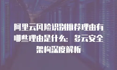 阿里云风险识别推荐理由有哪些理由是什么：多云安全架构深度解析