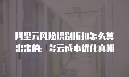 阿里云风险识别折扣怎么算出来的：多云成本优化真相