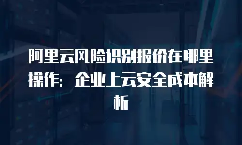 阿里云风险识别报价在哪里操作：企业上云安全成本解析
