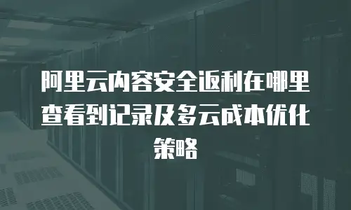 阿里云内容安全返利在哪里查看到记录及多云成本优化策略