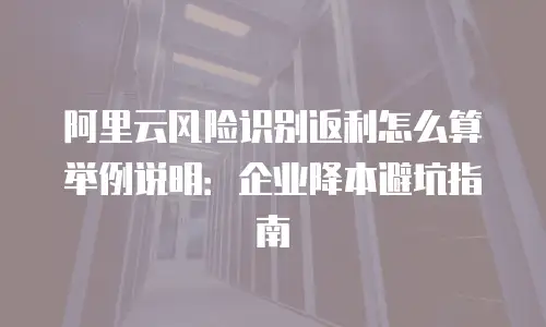 阿里云风险识别返利怎么算举例说明：企业降本避坑指南