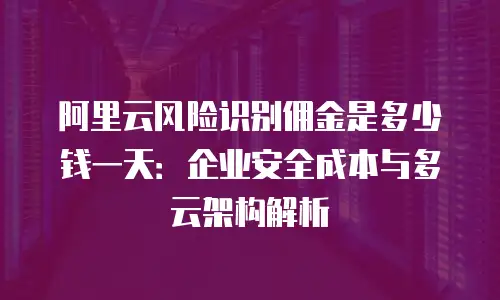 阿里云风险识别佣金是多少钱一天：企业安全成本与多云架构解析