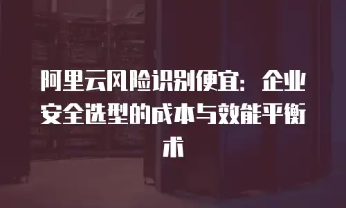 阿里云风险识别便宜：企业安全选型的成本与效能平衡术