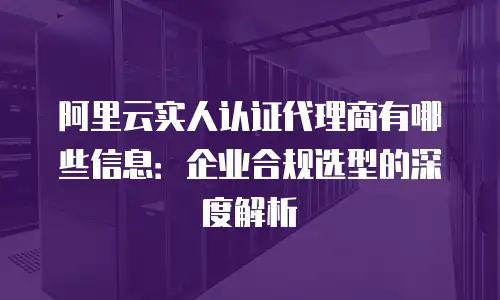 阿里云实人认证代理商有哪些信息：企业合规选型的深度解析