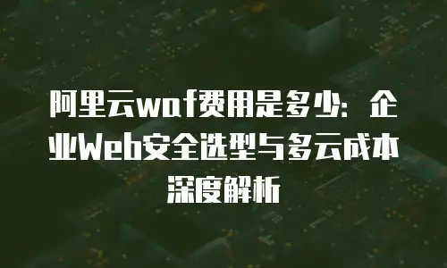 阿里云waf费用是多少：企业Web安全选型与多云成本深度解析