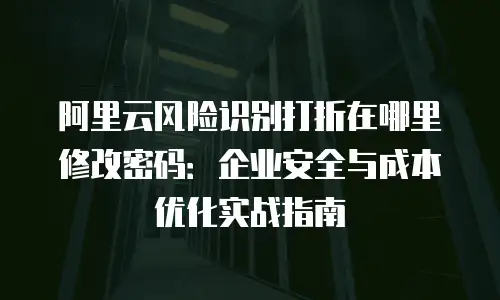 阿里云风险识别打折在哪里修改密码：企业安全与成本优化实战指南