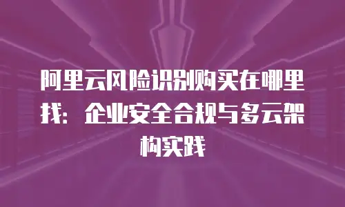 阿里云风险识别购买在哪里找：企业安全合规与多云架构实践