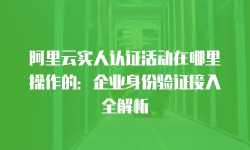 阿里云实人认证活动在哪里操作的：企业身份验证接入全解析