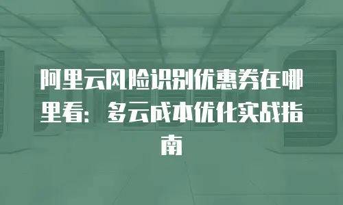 阿里云风险识别优惠券在哪里看：多云成本优化实战指南