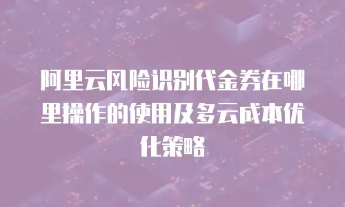 阿里云风险识别代金券在哪里操作的使用及多云成本优化策略