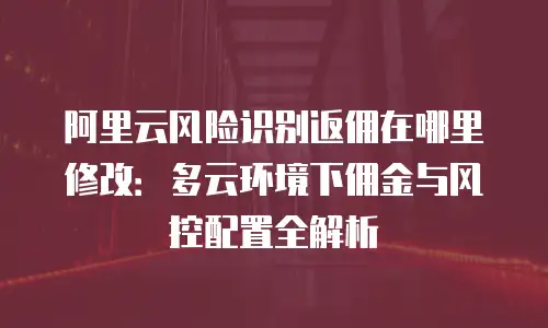 阿里云风险识别返佣在哪里修改：多云环境下佣金与风控配置全解析