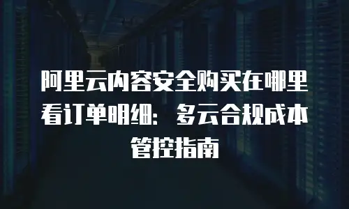 阿里云内容安全购买在哪里看订单明细：多云合规成本管控指南