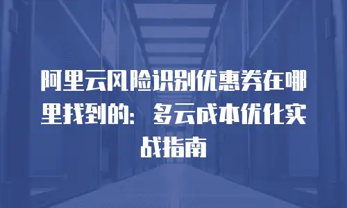 阿里云风险识别优惠券在哪里找到的：多云成本优化实战指南