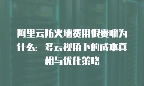 阿里云防火墙费用很贵嘛为什么：多云视角下的成本真相与优化策略