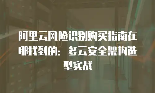 阿里云风险识别购买指南在哪找到的：多云安全架构选型实战