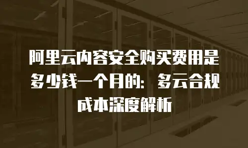 阿里云内容安全购买费用是多少钱一个月的：多云合规成本深度解析