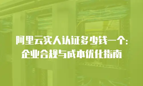 阿里云实人认证多少钱一个：企业合规与成本优化指南